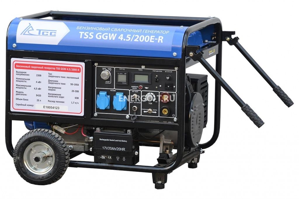 Бензиновый генератор ТСС GGW 4.5/200E-R в шумозащитном кожухе